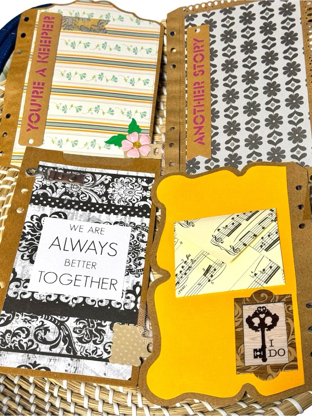Junk Journal Scrapbooking 9 Pc Love Bridal Western 3-D Handmade 6-Ring Book